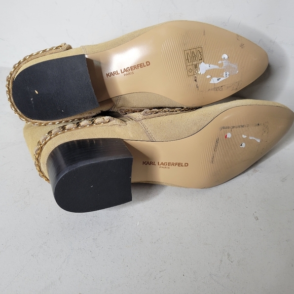 KARL LAGERFELD PARIS CASSIE SAND SUEDE ZIP Ankle BOOTIE Size 9.5 M Western - Picture 7 of 7